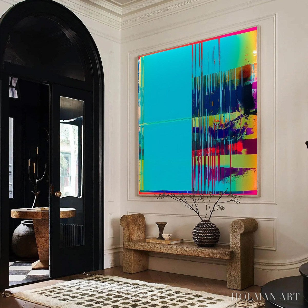 HOLMAN ART Digital Interruption – Vibrant Abstract Glitch Art Oil Painting - image 3