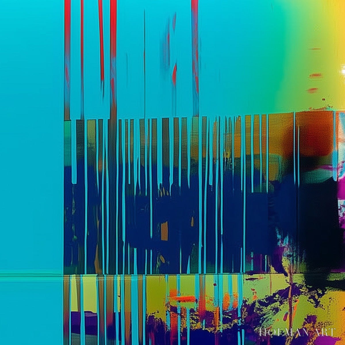 HOLMAN ART Digital Interruption – Vibrant Abstract Glitch Art Oil Painting - image 4