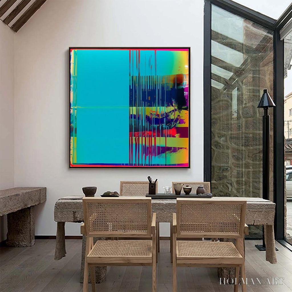 HOLMAN ART Digital Interruption – Vibrant Abstract Glitch Art Oil Painting - image 5