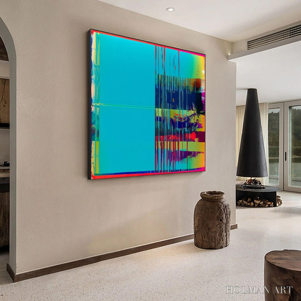 HOLMAN ART Digital Interruption – Vibrant Abstract Glitch Art Oil Painting - image 6