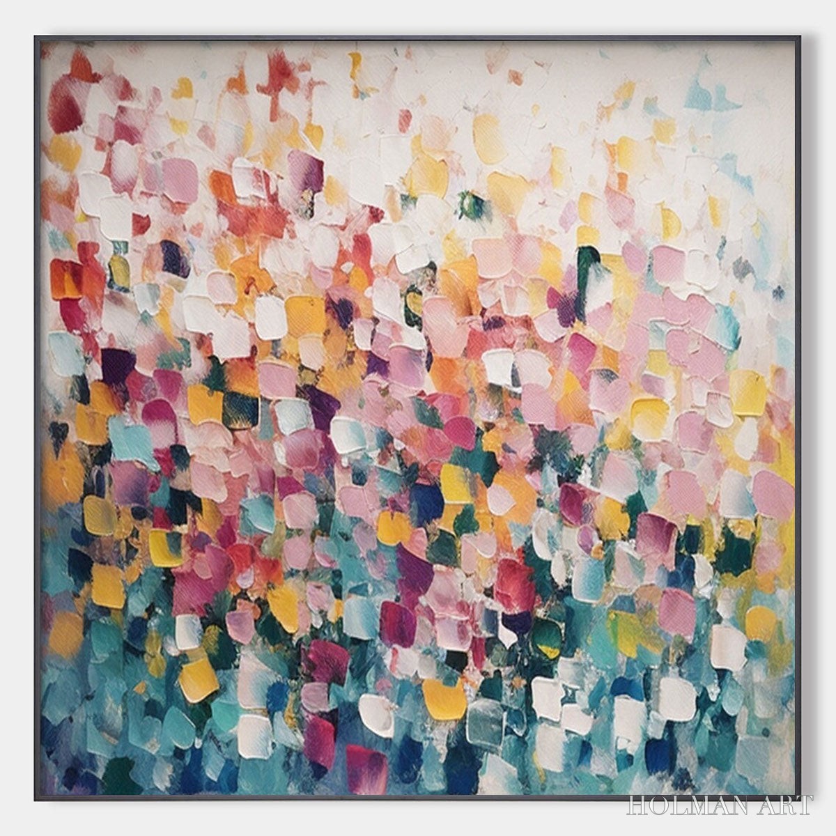 HOLMAN ART Field of Dreams – Square Abstract Impasto Painting, Textured , Colorful, Living Room, Bedroom - image 1
