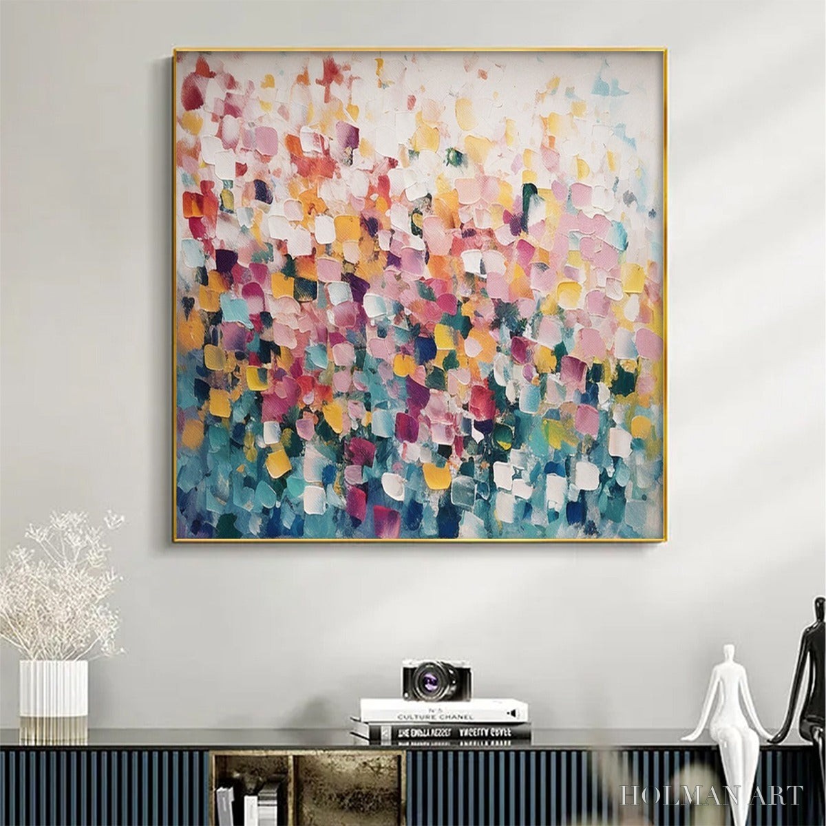 HOLMAN ART Field of Dreams – Square Abstract Impasto Painting, Textured , Colorful, Living Room, Bedroom - image 2