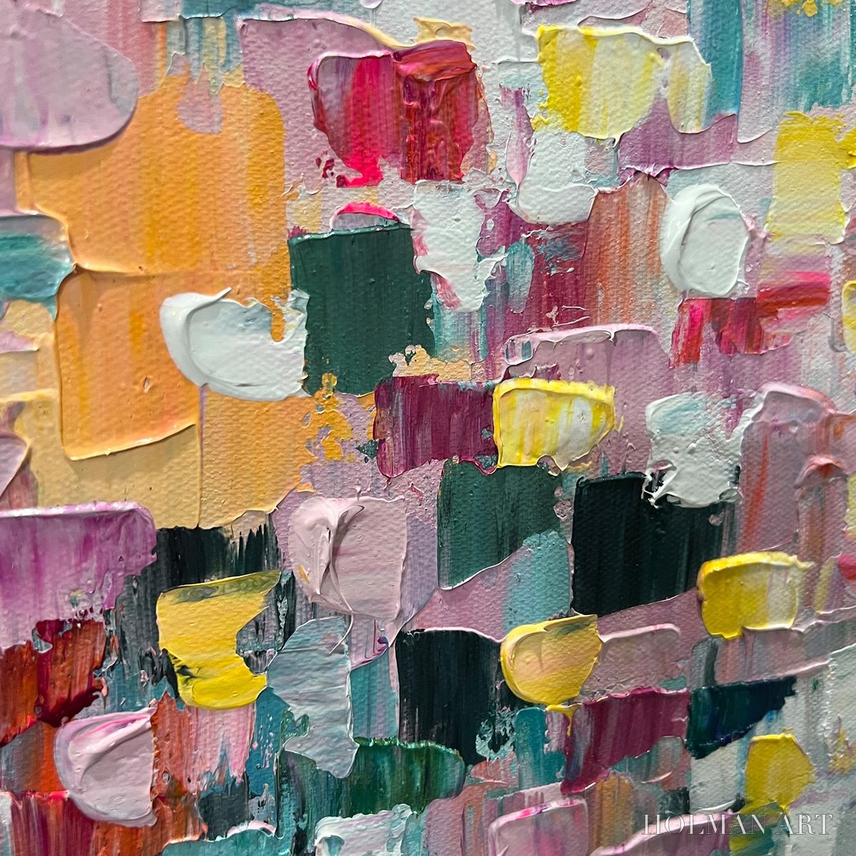 HOLMAN ART Field of Dreams – Square Abstract Impasto Painting, Textured , Colorful, Living Room, Bedroom - image 3
