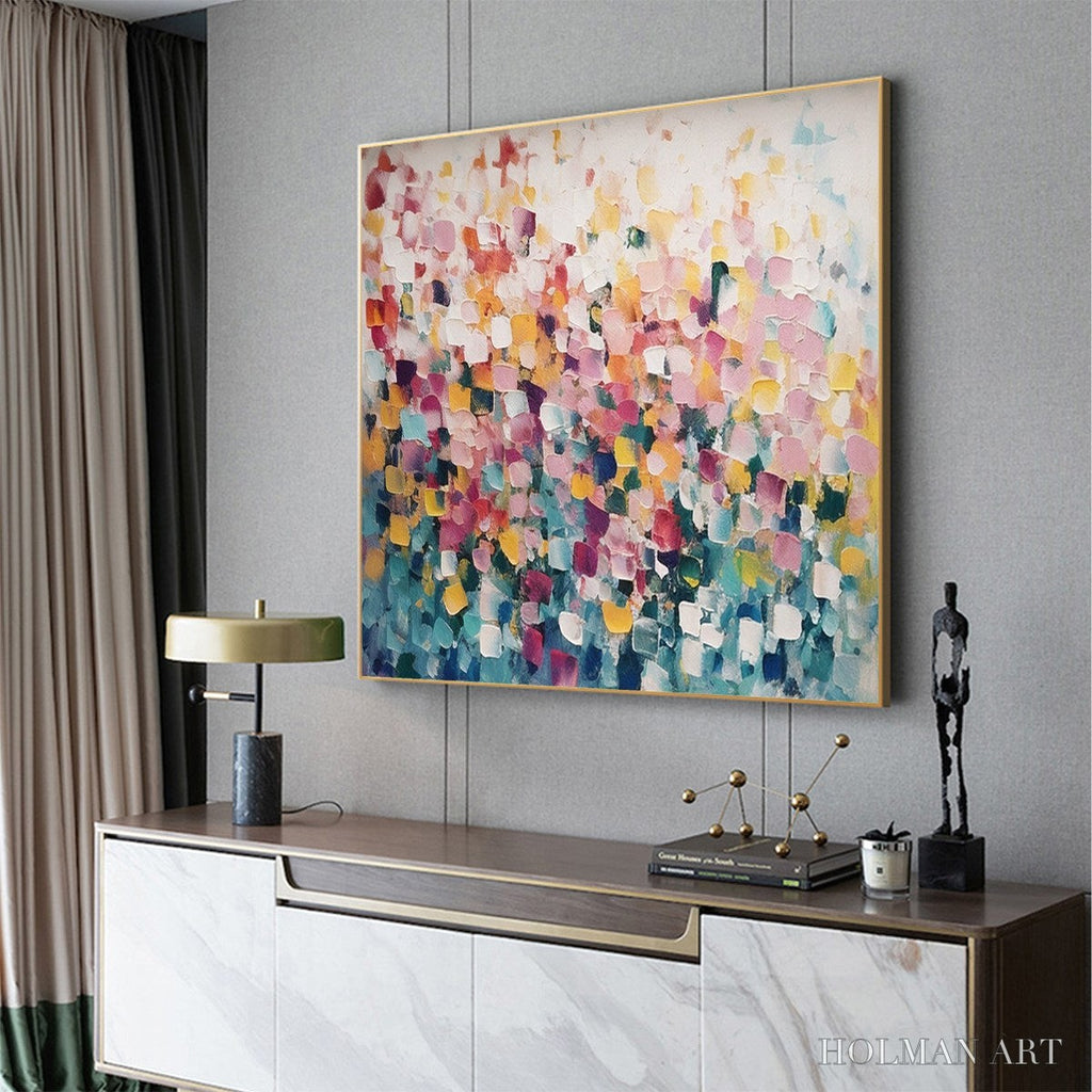 HOLMAN ART Field of Dreams – Square Abstract Impasto Painting, Textured , Colorful, Living Room, Bedroom - image 4