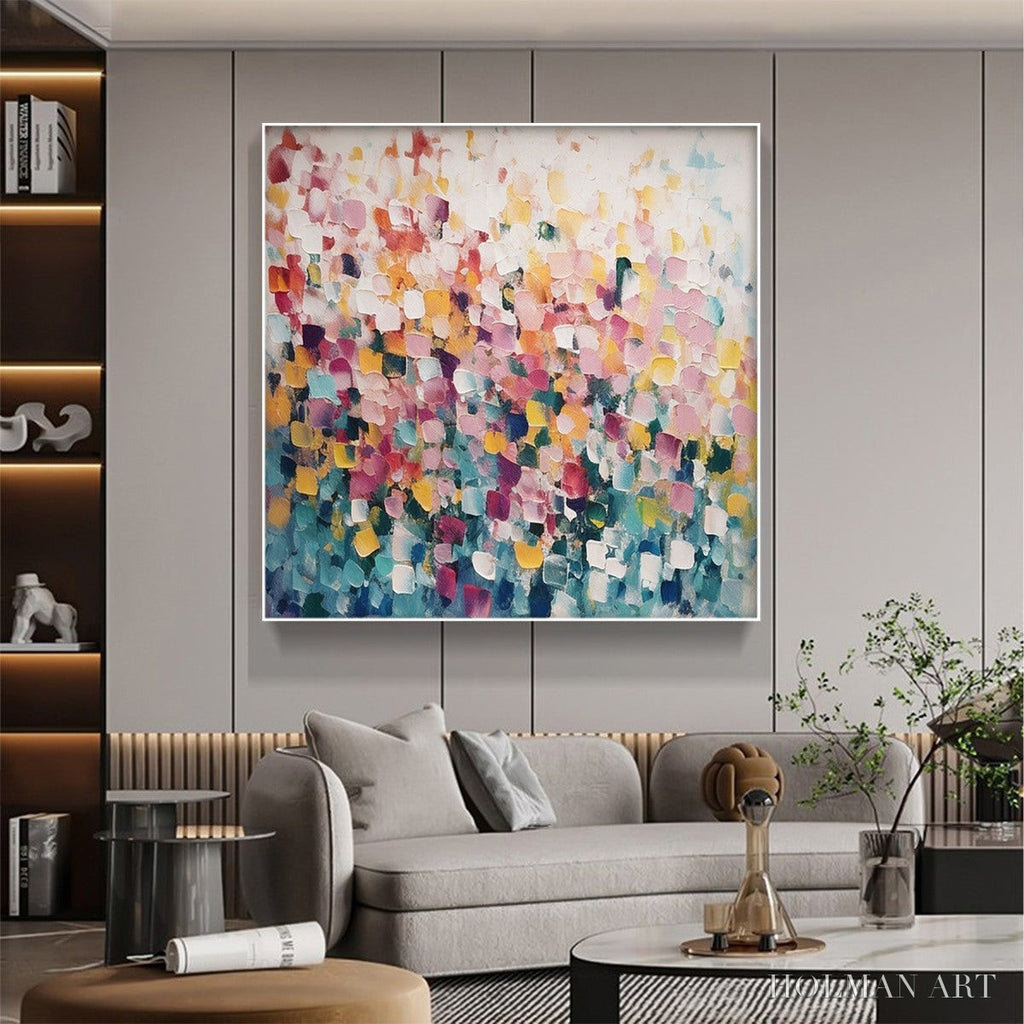 HOLMAN ART Field of Dreams – Square Abstract Impasto Painting, Textured , Colorful, Living Room, Bedroom - image 6