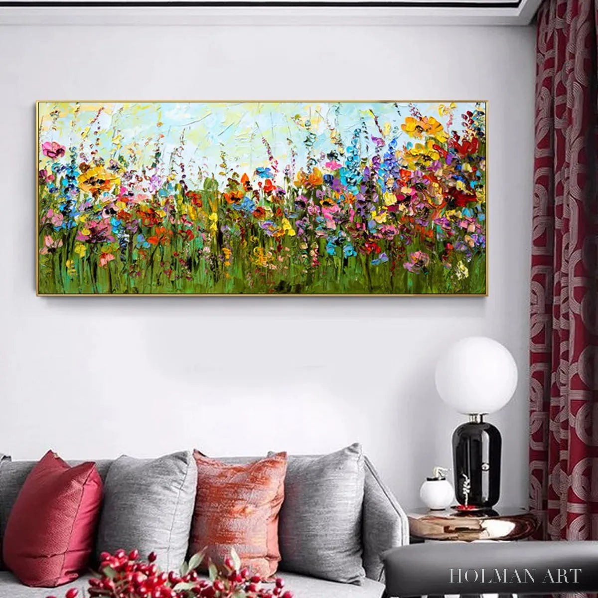 HOLMAN ART Wild Bloom Meadow – Panoramic Impasto Wildflower Oil Painting - image 2