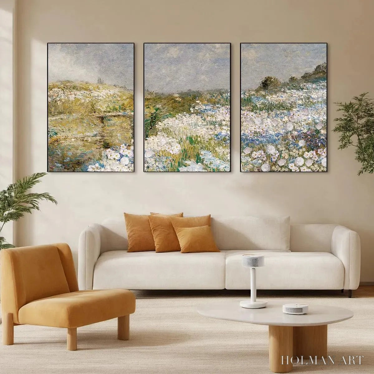 HOLMAN ART Wildflower Field Triptych – Impressionist Landscape Painting Set of 3 - image 1
