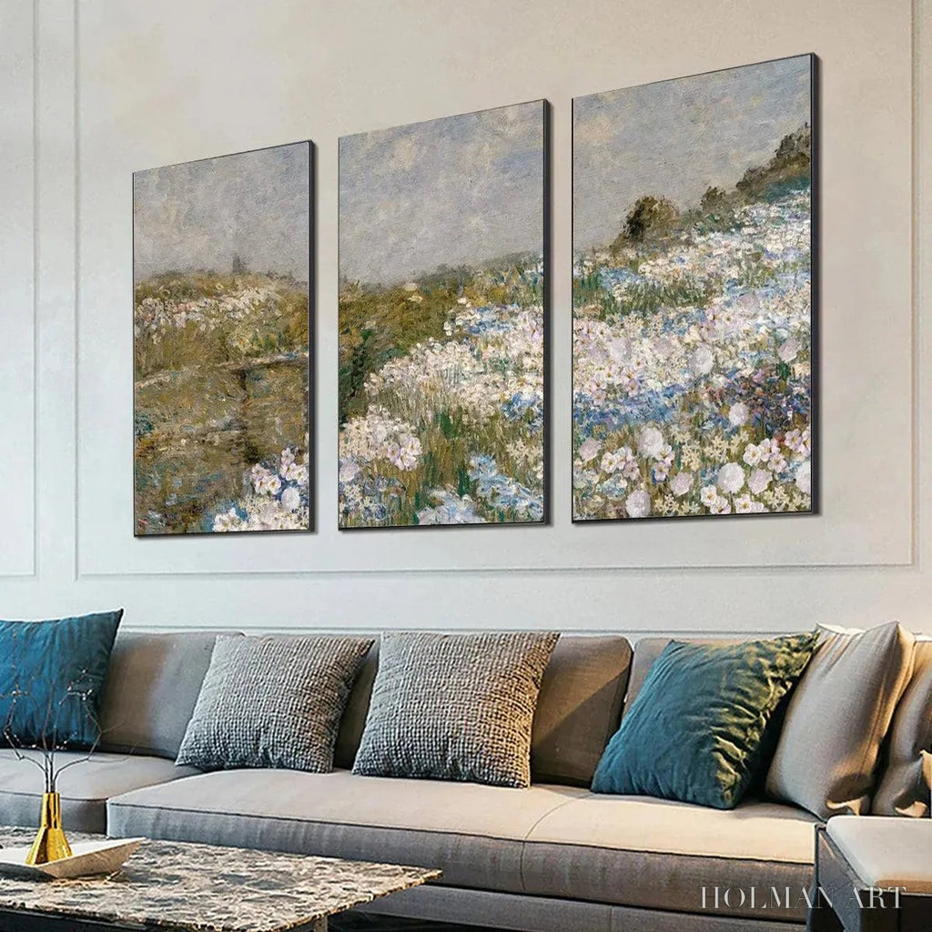 HOLMAN ART Wildflower Field Triptych – Impressionist Landscape Painting Set of 3 - image 2