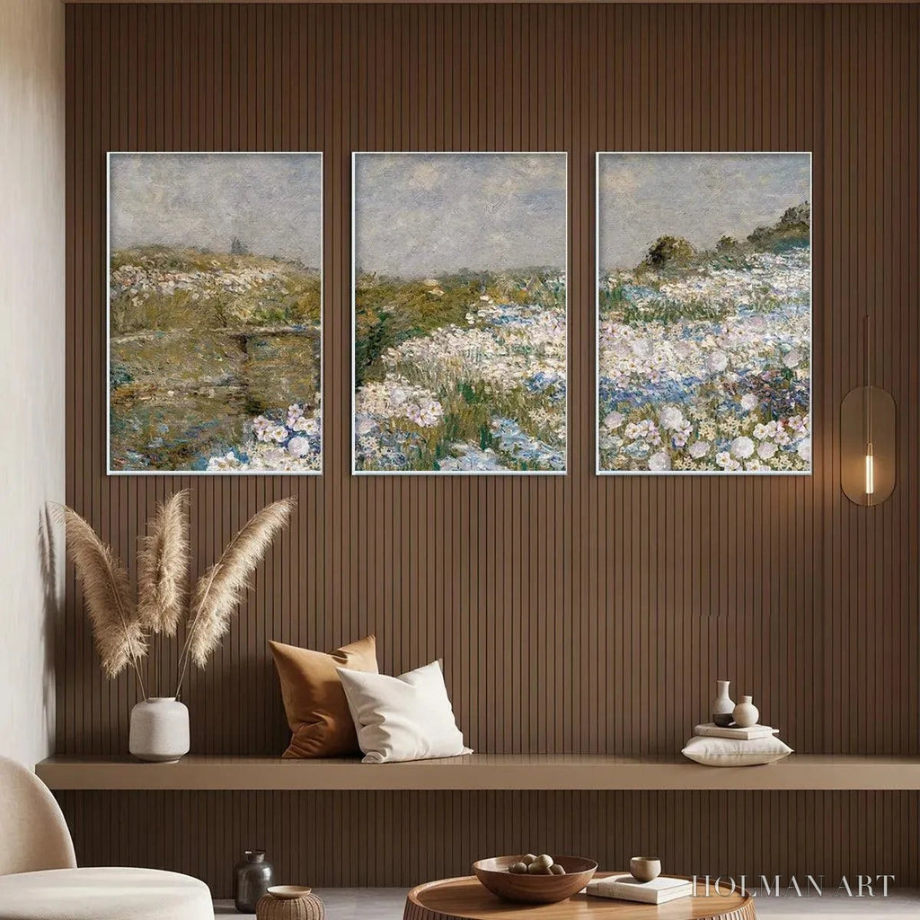 HOLMAN ART Wildflower Field Triptych – Impressionist Landscape Painting Set of 3 - image 4