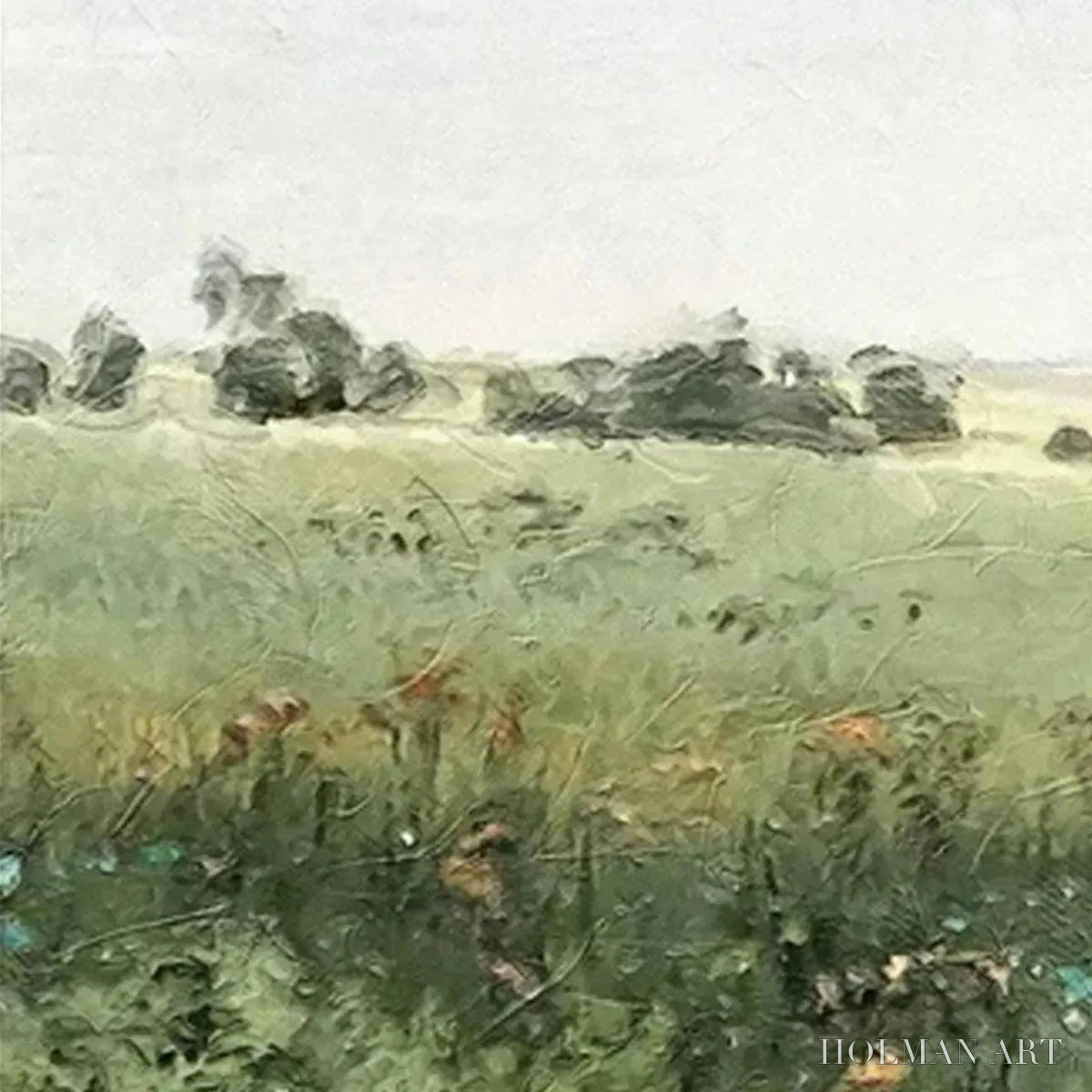 HOLMAN ART Green Field Triptych – Minimalist Landscape Painting Set of 3 - image 3