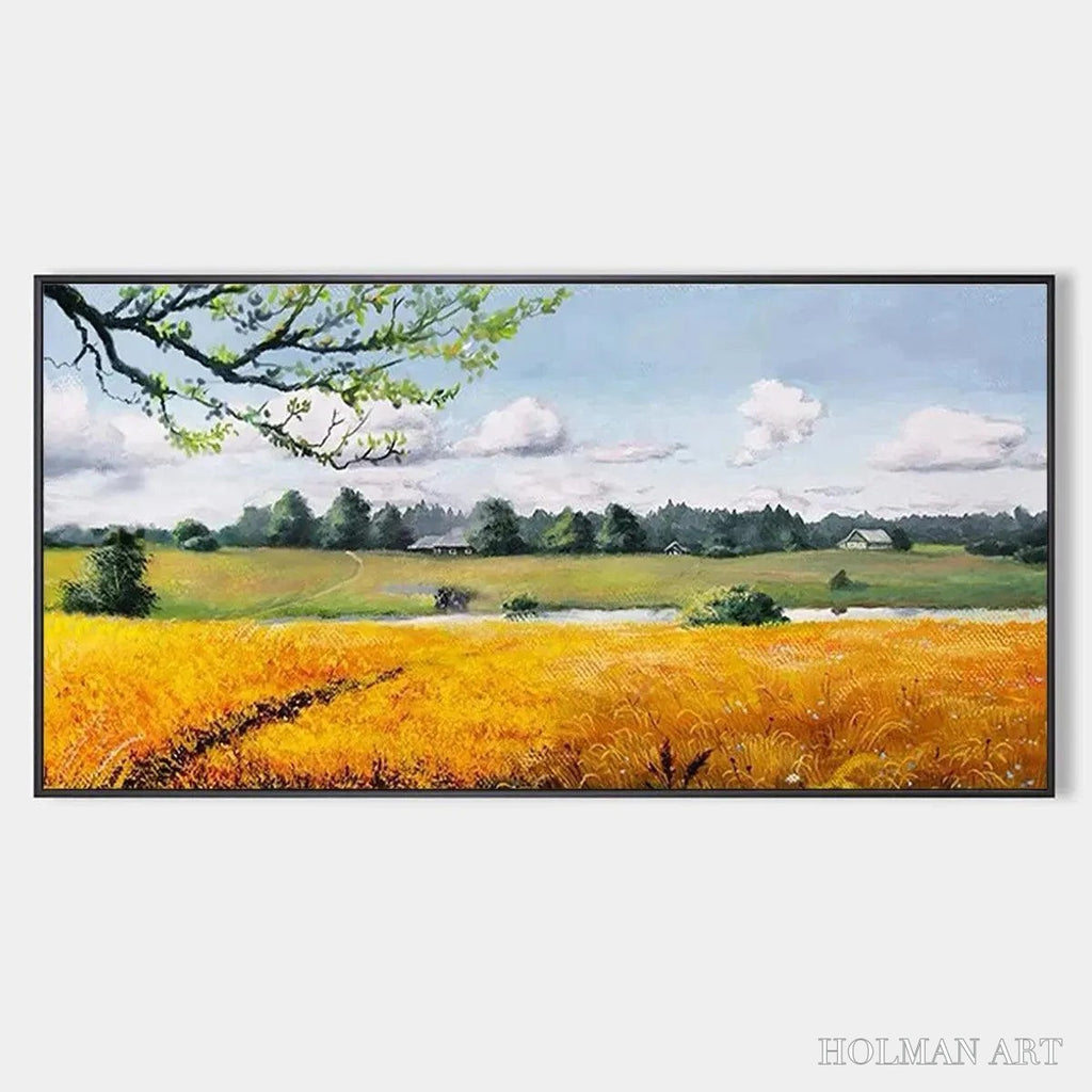 HOLMAN ART Golden Harvest – Tranquil Landscape Painting of a Golden Field - image 1