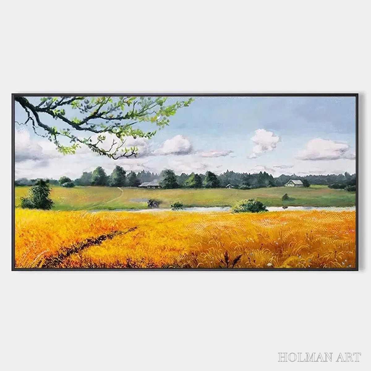 HOLMAN ART Golden Harvest – Tranquil Landscape Painting of a Golden Field - image 1