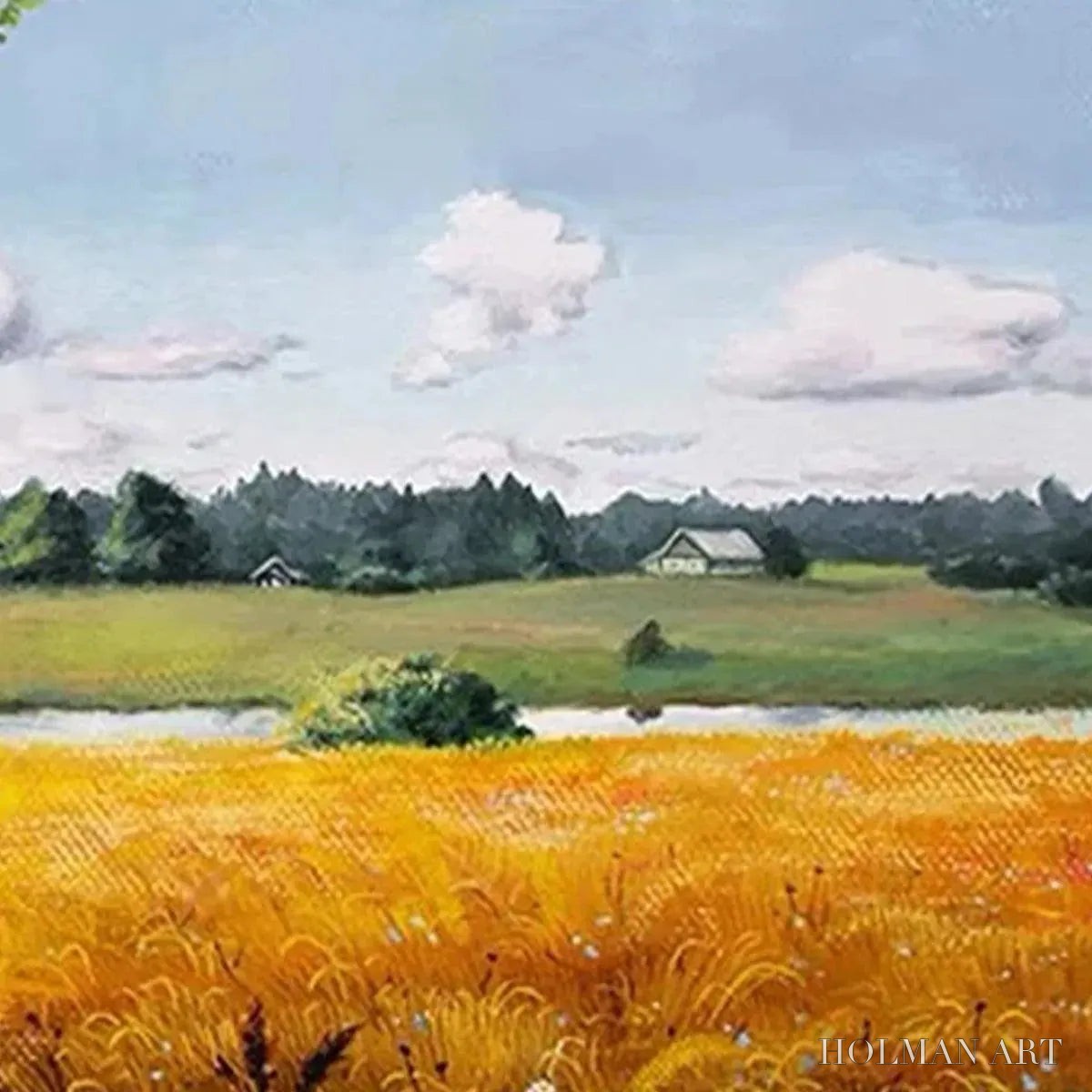 HOLMAN ART Golden Harvest – Tranquil Landscape Painting of a Golden Field - image 3