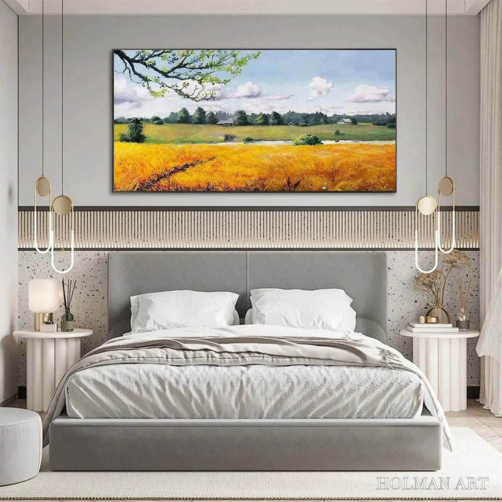 HOLMAN ART Golden Harvest – Tranquil Landscape Painting of a Golden Field - image 4