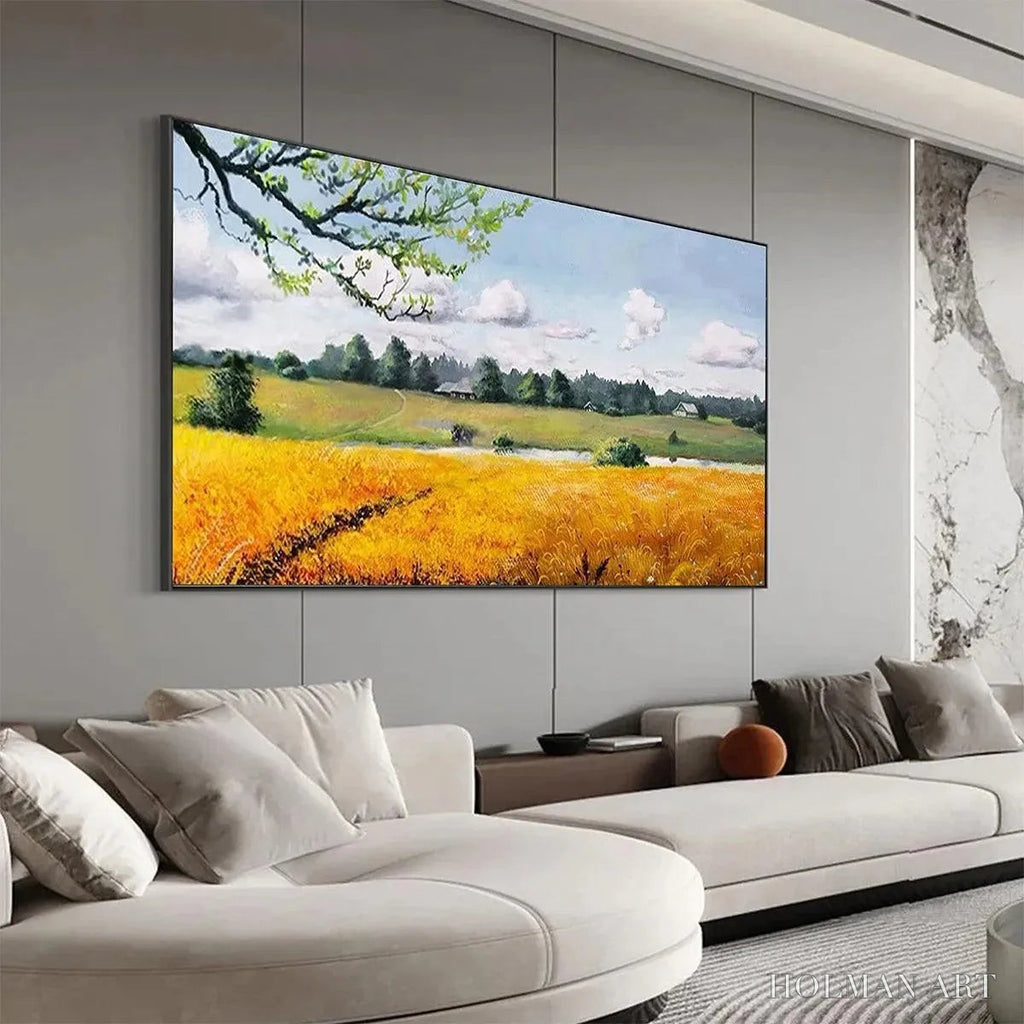 HOLMAN ART Golden Harvest – Tranquil Landscape Painting of a Golden Field - image 5