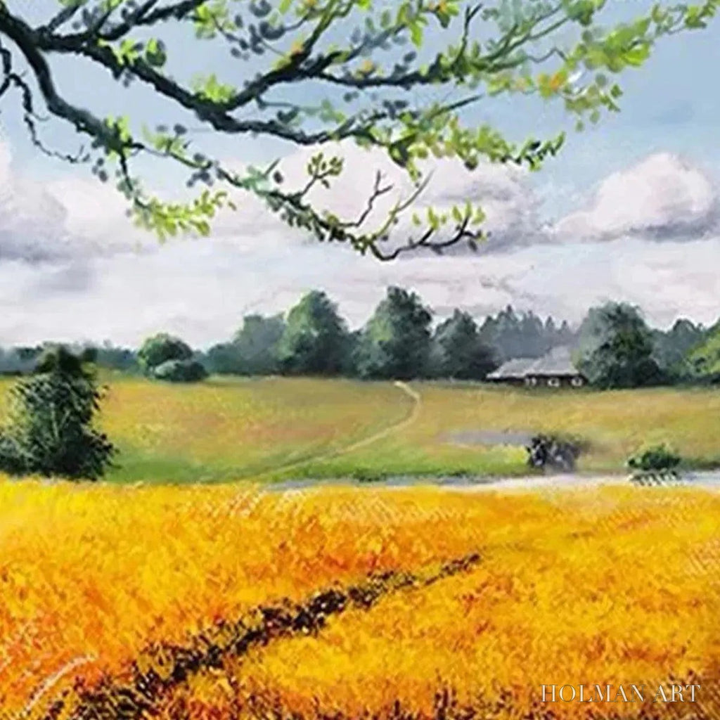 HOLMAN ART Golden Harvest – Tranquil Landscape Painting of a Golden Field - image 6