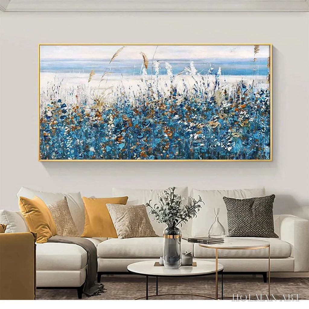 HOLMAN ART Blue Dunes – Coastal Landscape Painting with Blue Flowers - image 2
