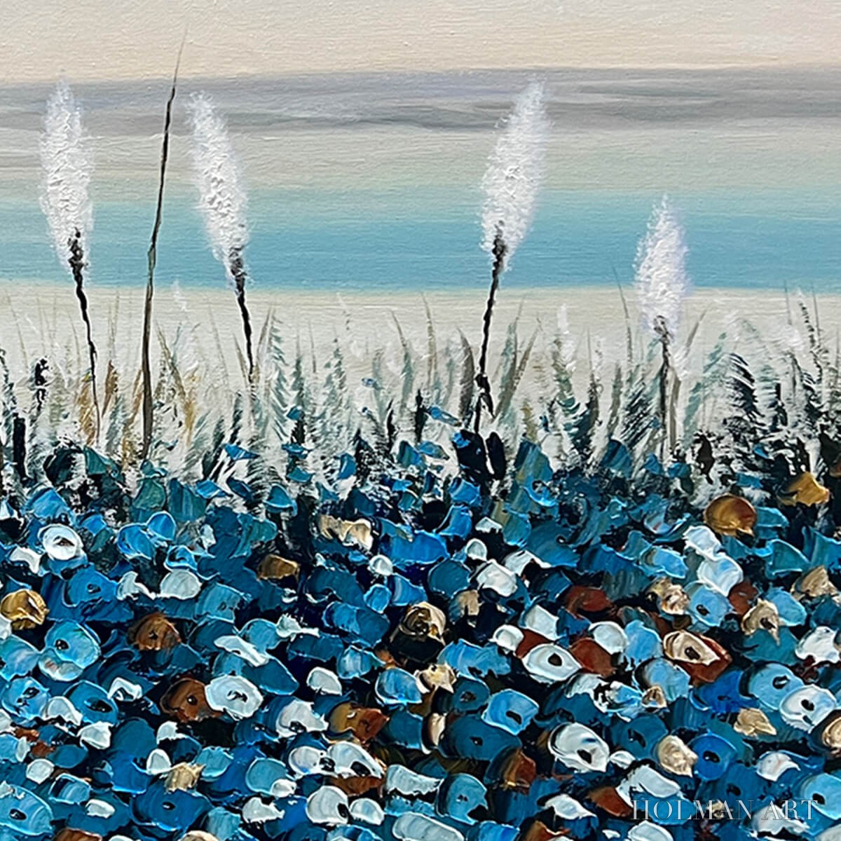 HOLMAN ART Blue Dunes – Coastal Landscape Painting with Blue Flowers - image 5