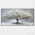 HOLMAN ART Silver Lining – Textured White and Gold Tree Painting on Grey Background - image 1