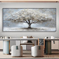 HOLMAN ART Silver Lining – Textured White and Gold Tree Painting on Grey Background - image 2