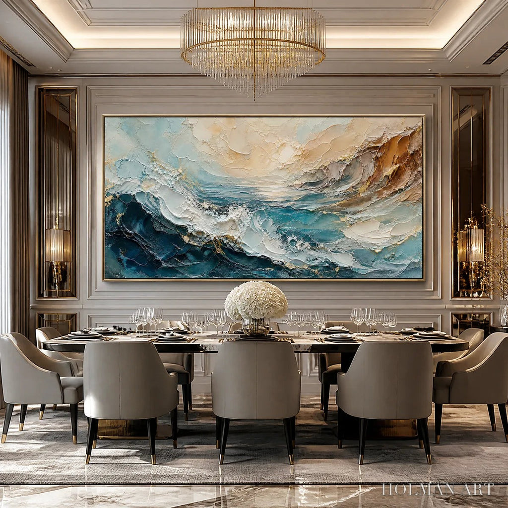 HOLMAN ART Turquoise Rush – Turquoise Ocean Wave Painting - image 2