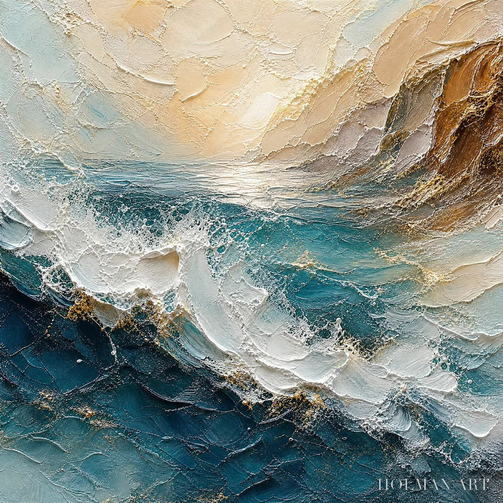 HOLMAN ART Turquoise Rush – Turquoise Ocean Wave Painting - image 3