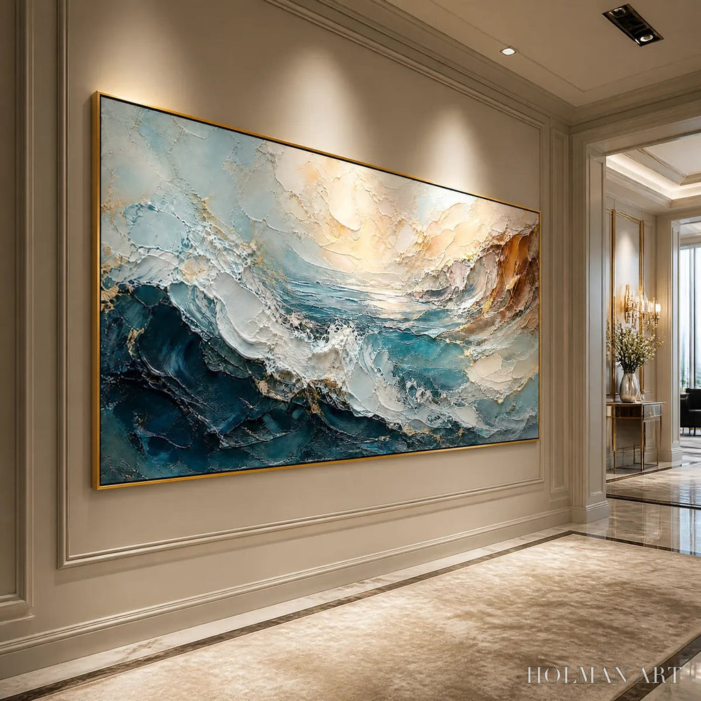 HOLMAN ART Turquoise Rush – Turquoise Ocean Wave Painting - image 4