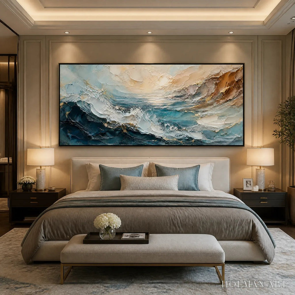 HOLMAN ART Turquoise Rush – Turquoise Ocean Wave Painting - image 6