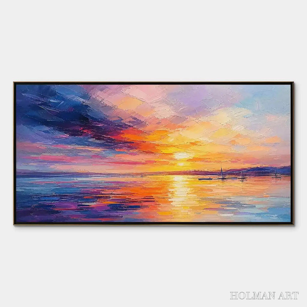 HOLMAN ART Violet Sunset – Sunset Ocean Seascape Painting - image 1