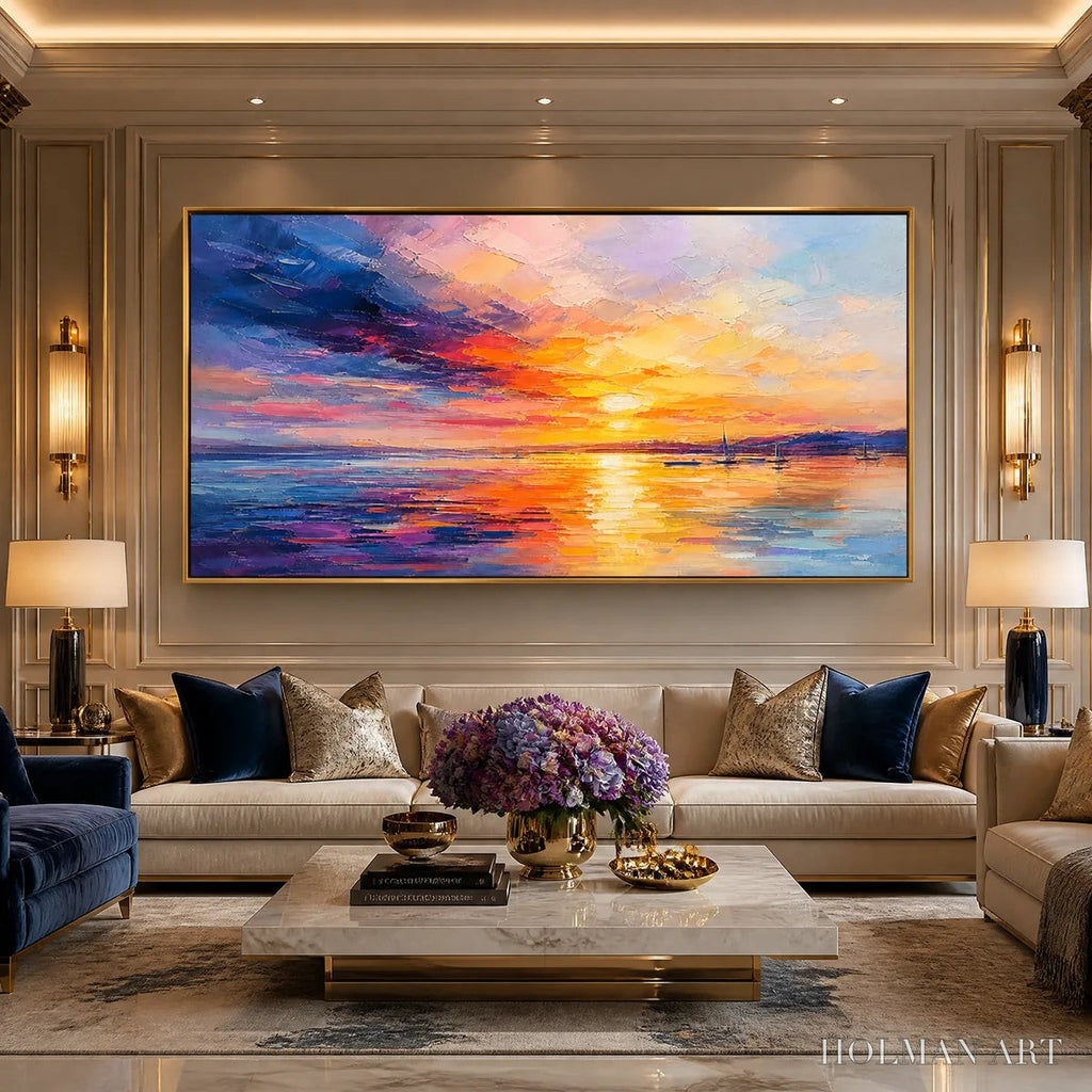 HOLMAN ART Violet Sunset – Sunset Ocean Seascape Painting - image 2