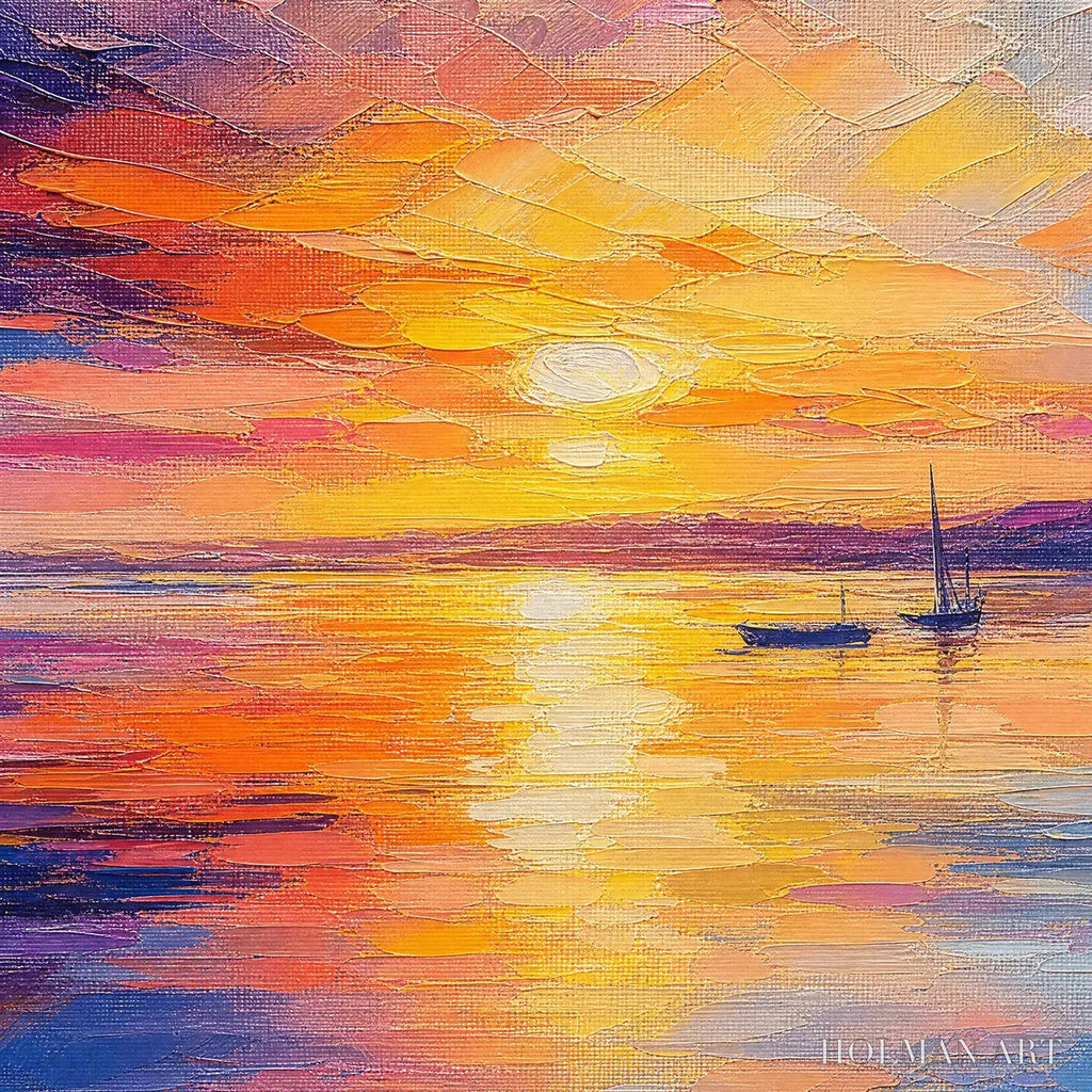 HOLMAN ART Violet Sunset – Sunset Ocean Seascape Painting - image 3