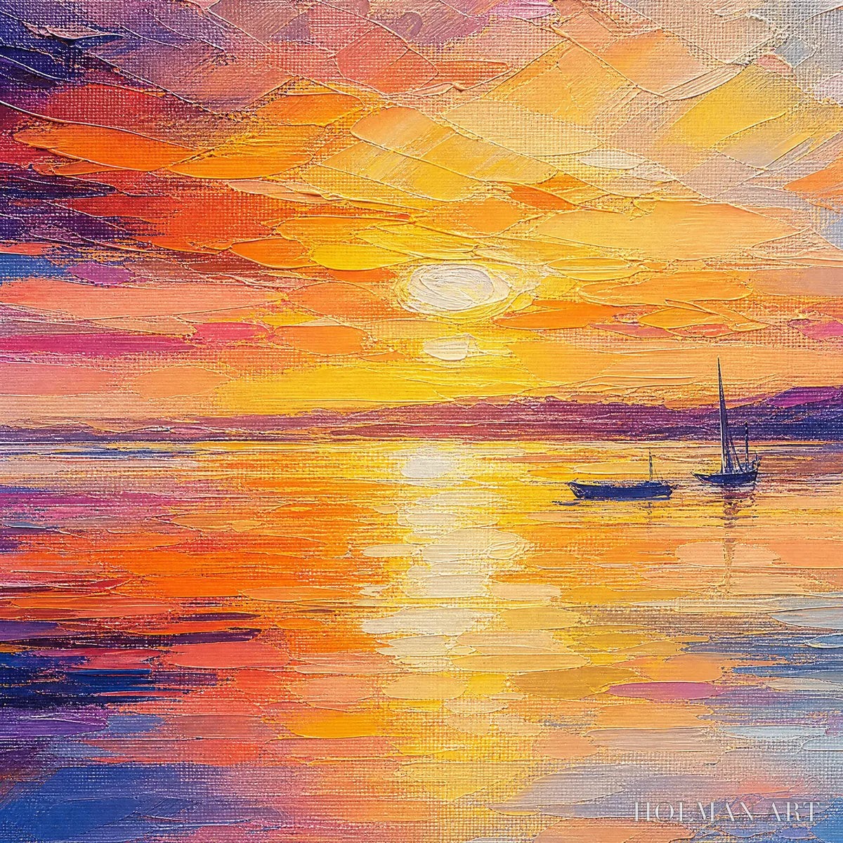 HOLMAN ART Violet Sunset – Sunset Ocean Seascape Painting - image 3
