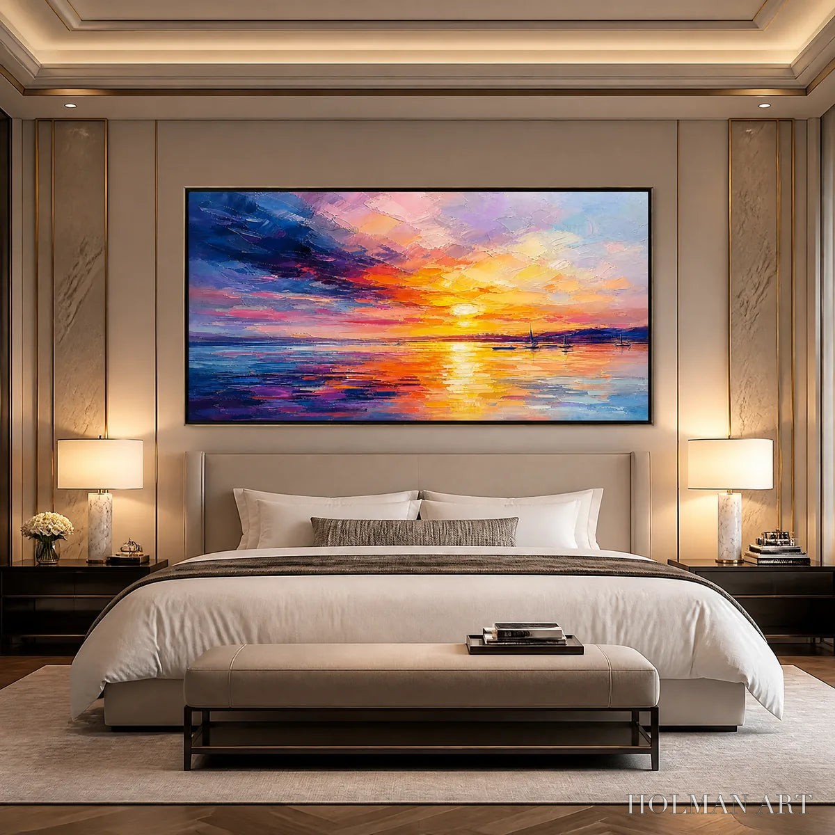 HOLMAN ART Violet Sunset – Sunset Ocean Seascape Painting - image 5