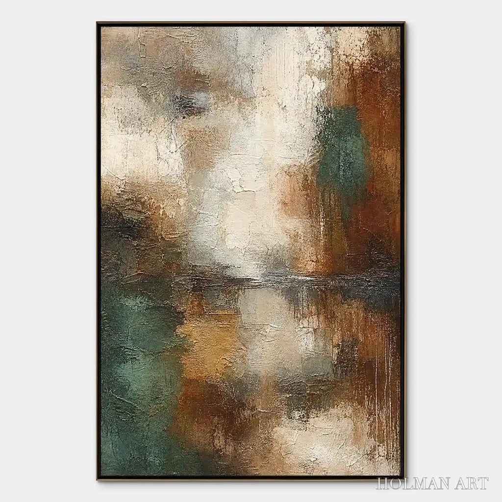 HOLMAN ART Rusted Shore – Rust Teal Abstract Landscape - image 1