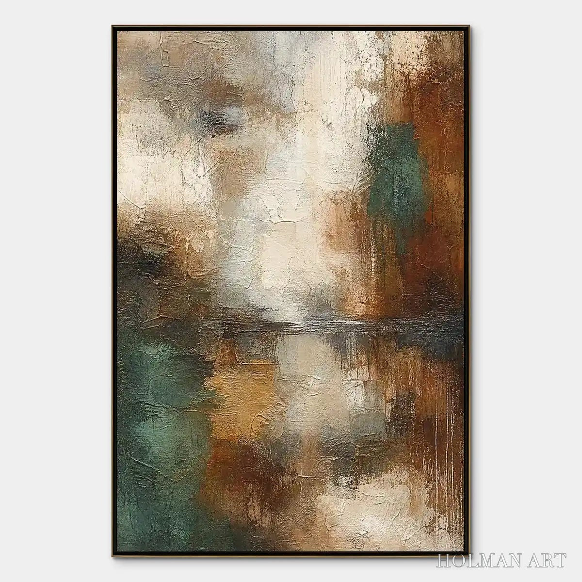 HOLMAN ART Rusted Shore – Rust Teal Abstract Landscape - image 1