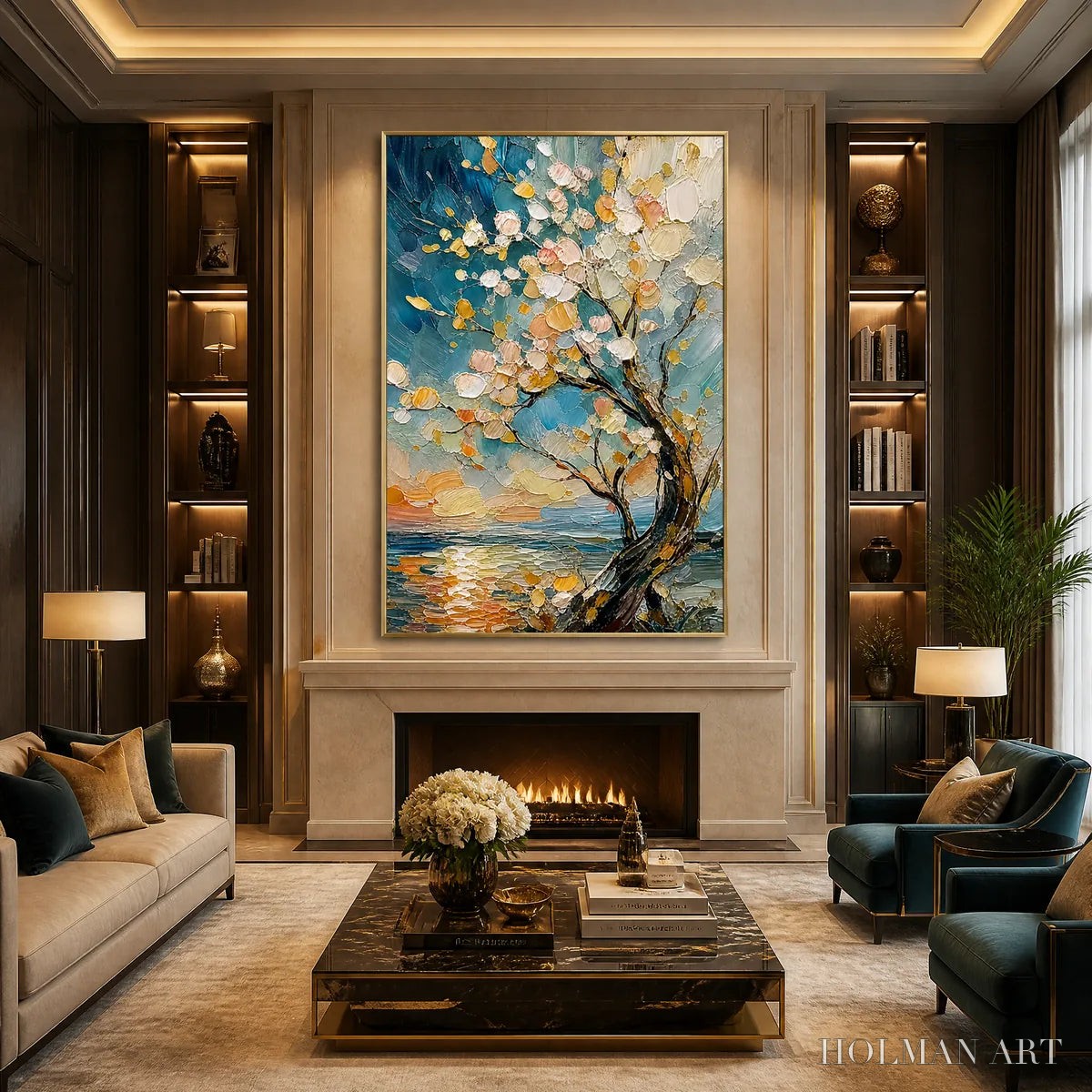 HOLMAN ART Springtide Tree – Blossom Tree Seascape Painting - image 2