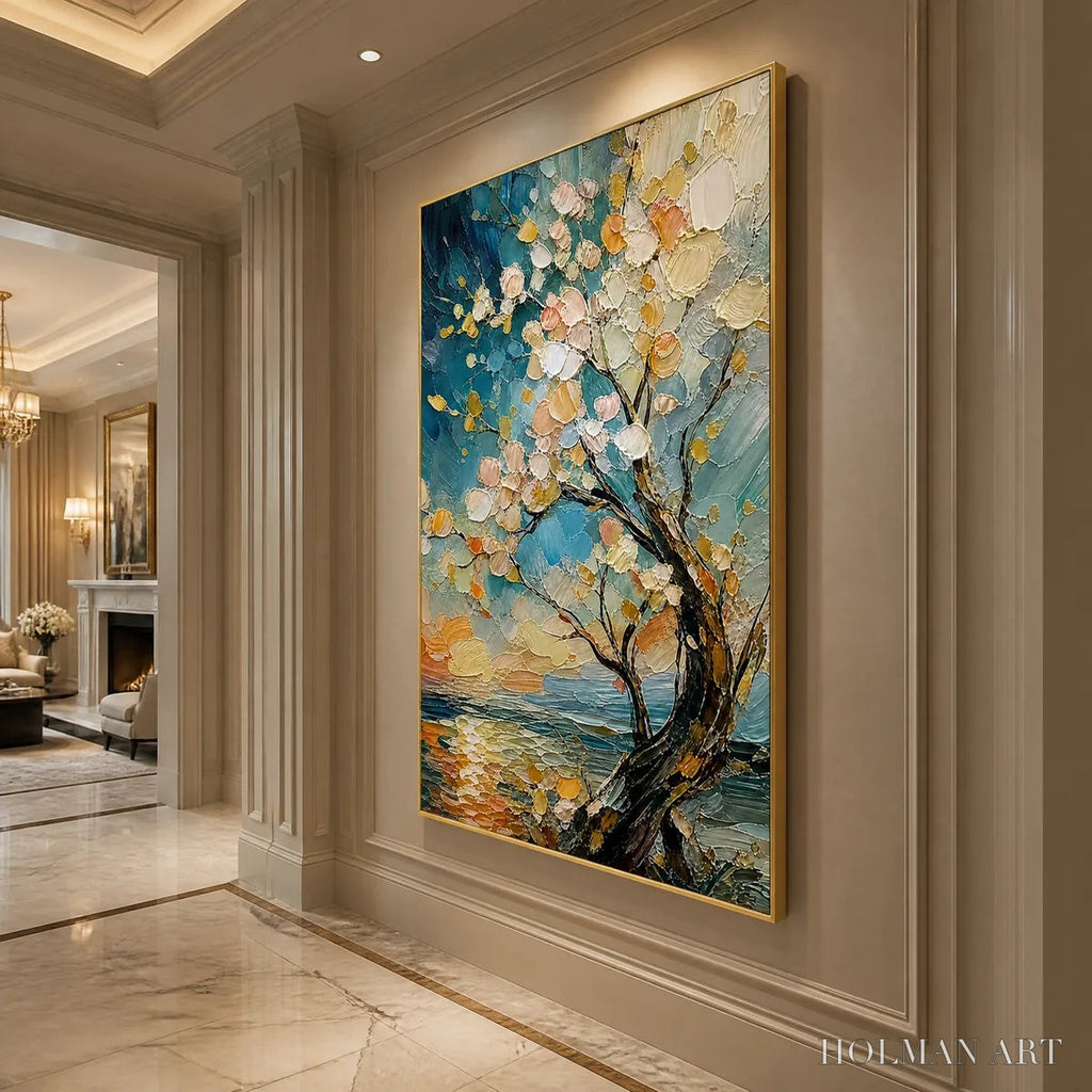 HOLMAN ART Springtide Tree – Blossom Tree Seascape Painting - image 4