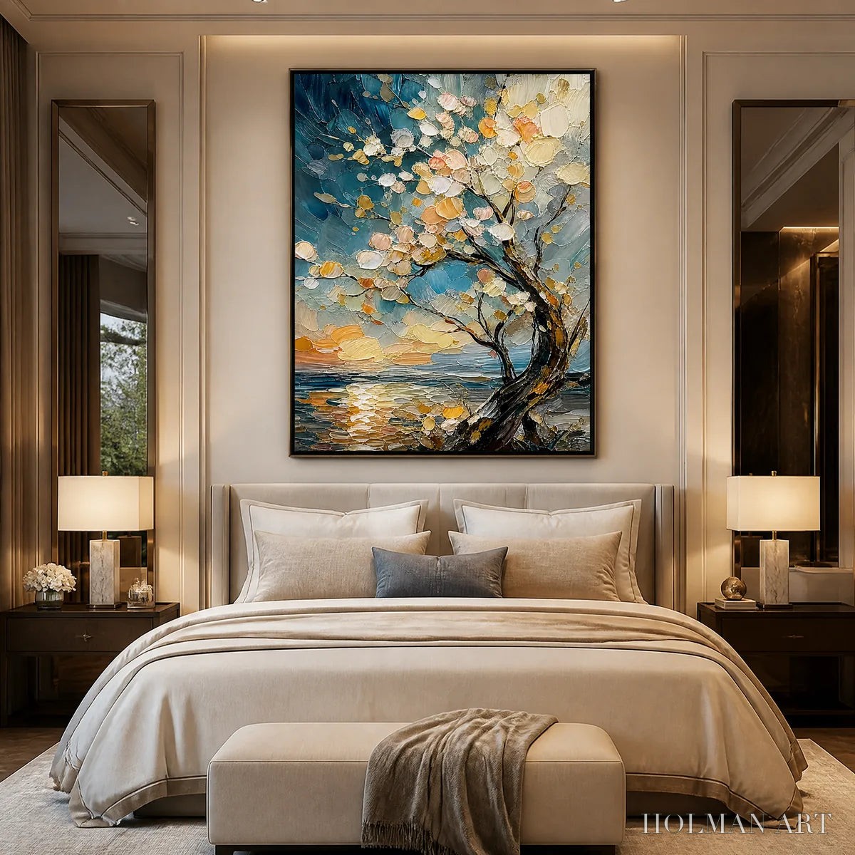 HOLMAN ART Springtide Tree – Blossom Tree Seascape Painting - image 5