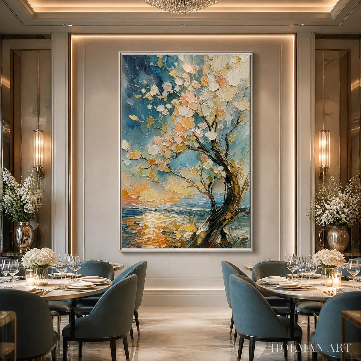 HOLMAN ART Springtide Tree – Blossom Tree Seascape Painting - image 6