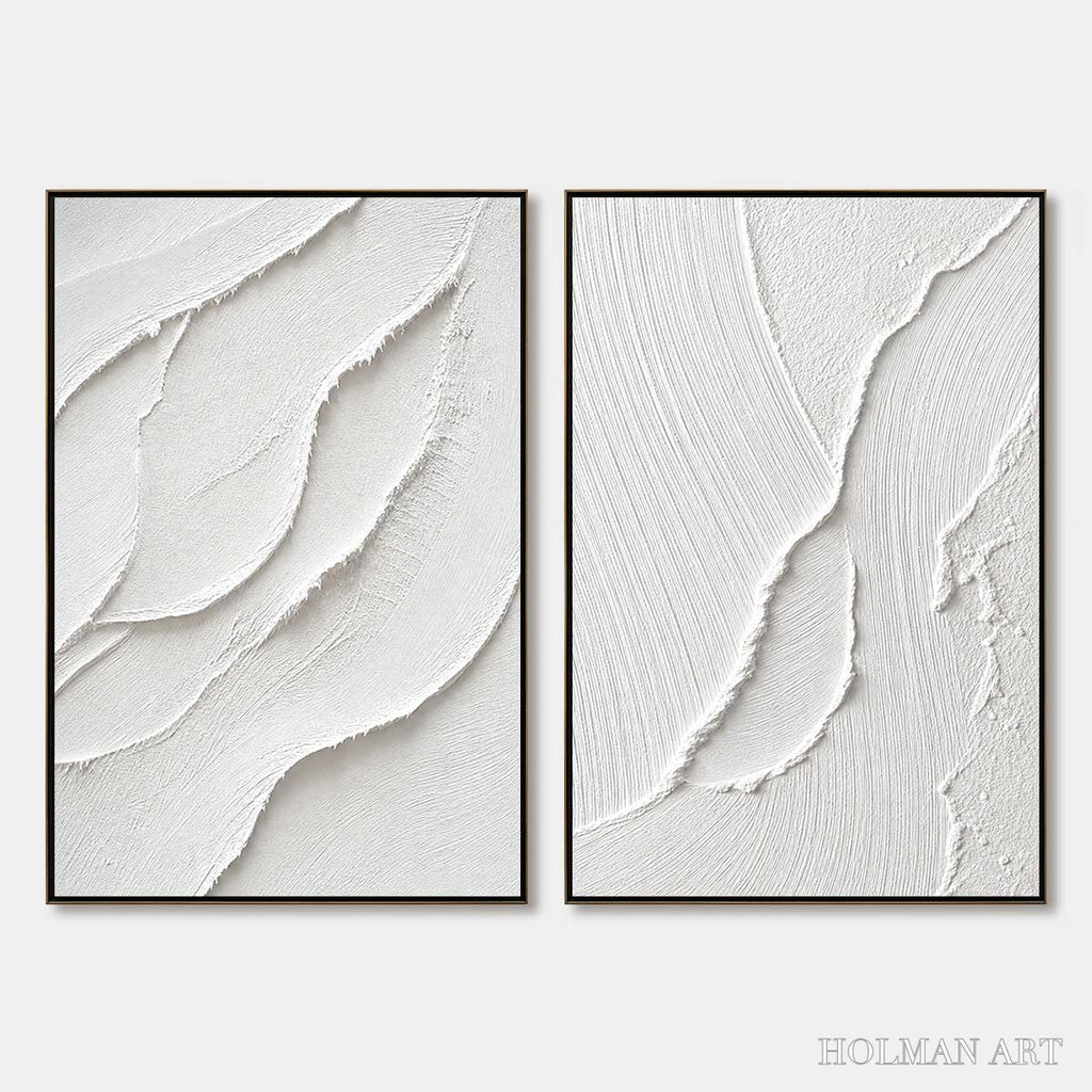 HOLMAN ART Aegean Calm – Minimalist White Textured Wabi Sabi Set - image 1