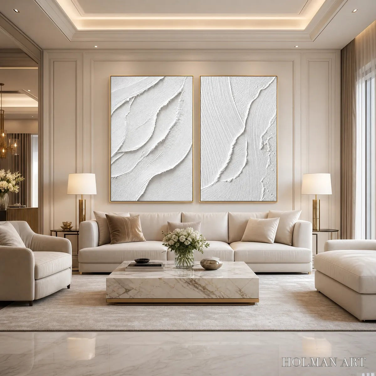 HOLMAN ART Aegean Calm – Minimalist White Textured Wabi Sabi Set - image 2