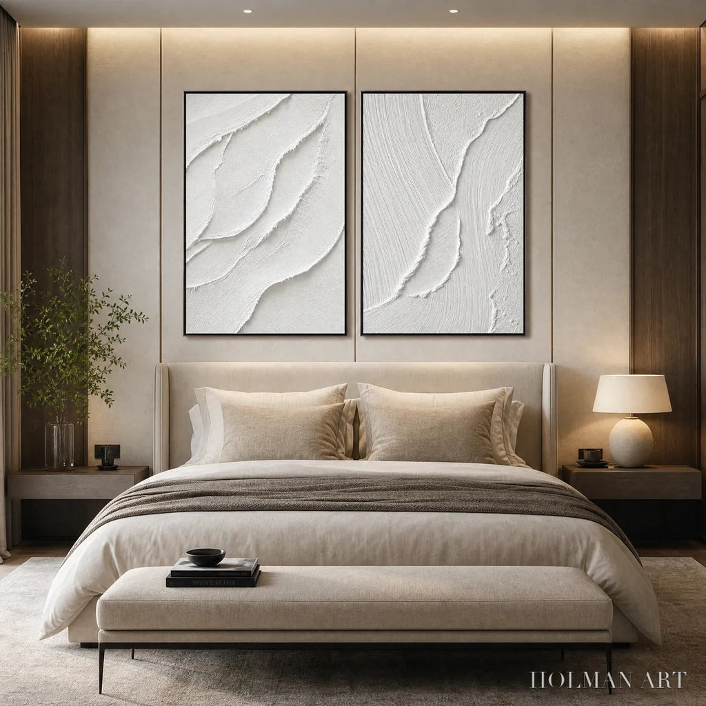 HOLMAN ART Aegean Calm – Minimalist White Textured Wabi Sabi Set - image 4