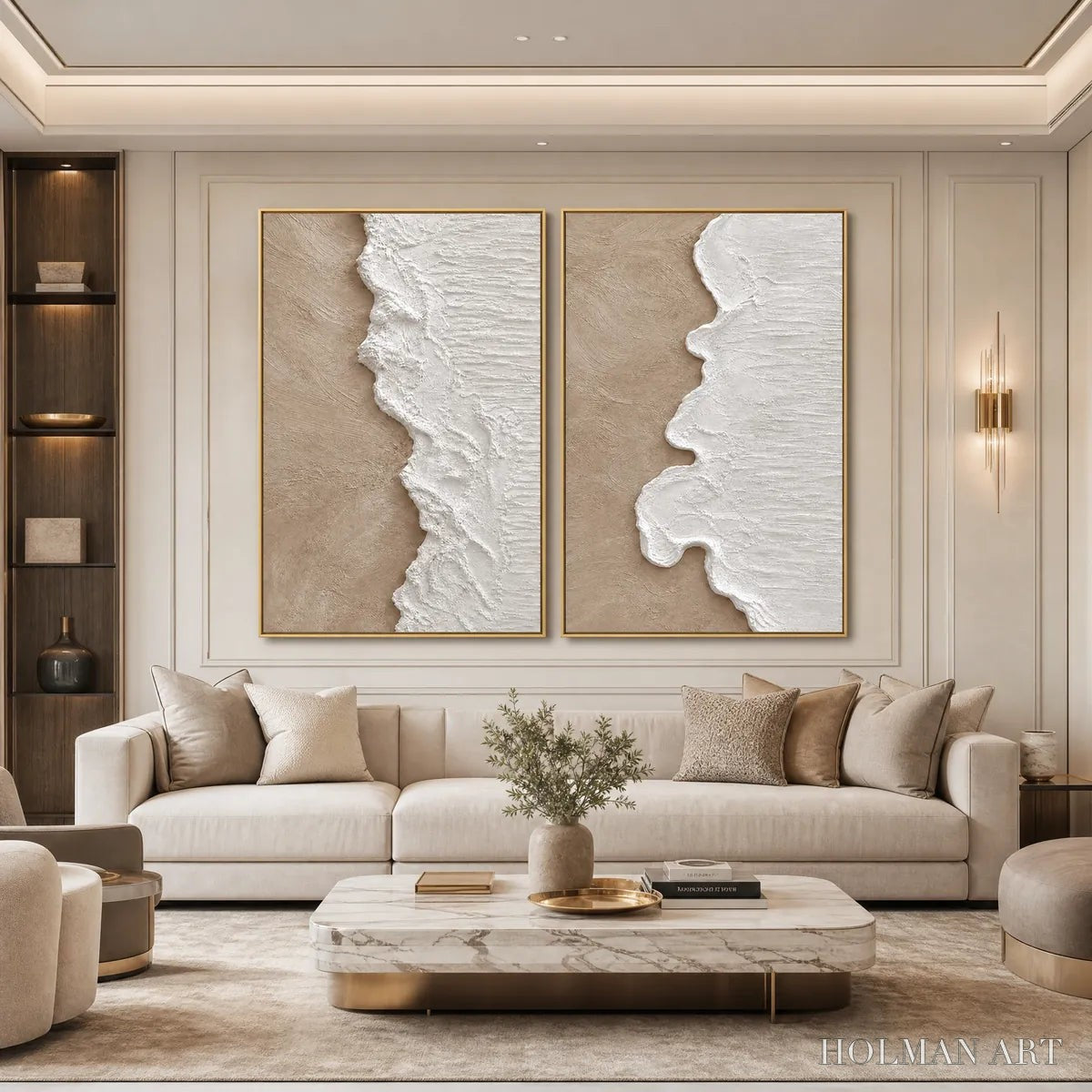 HOLMAN ART Coastal Calm – Textured Wabi-Sabi Abstract Beach Painting Diptych - image 5