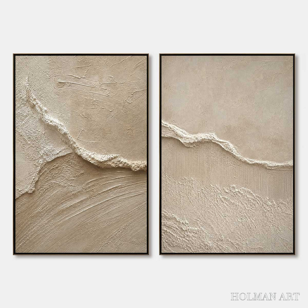 HOLMAN ART Coastal Drift – Wabi Sabi Inspired Textured Abstract Painting Set - image 1