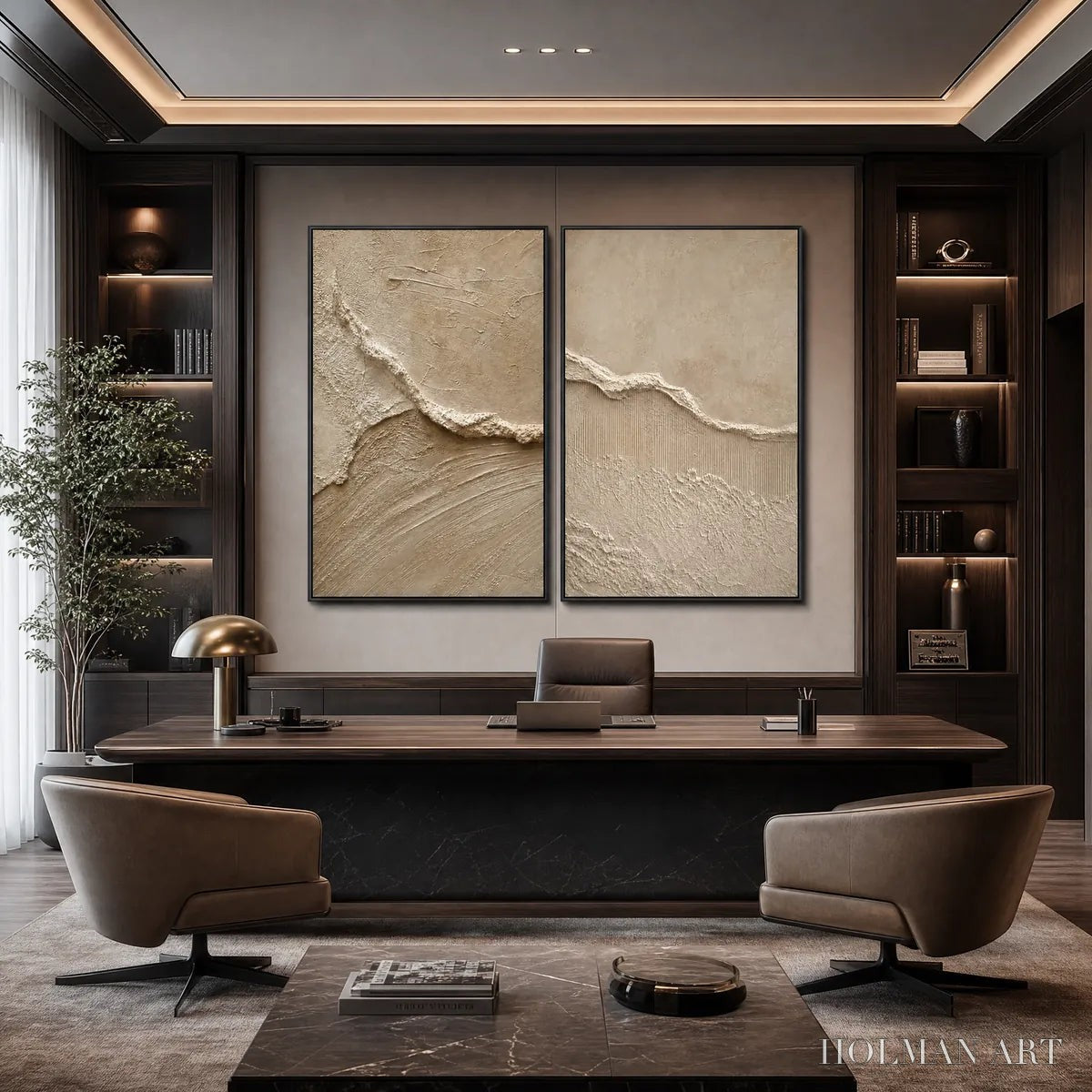 HOLMAN ART Coastal Drift – Wabi Sabi Inspired Textured Abstract Painting Set - image 2