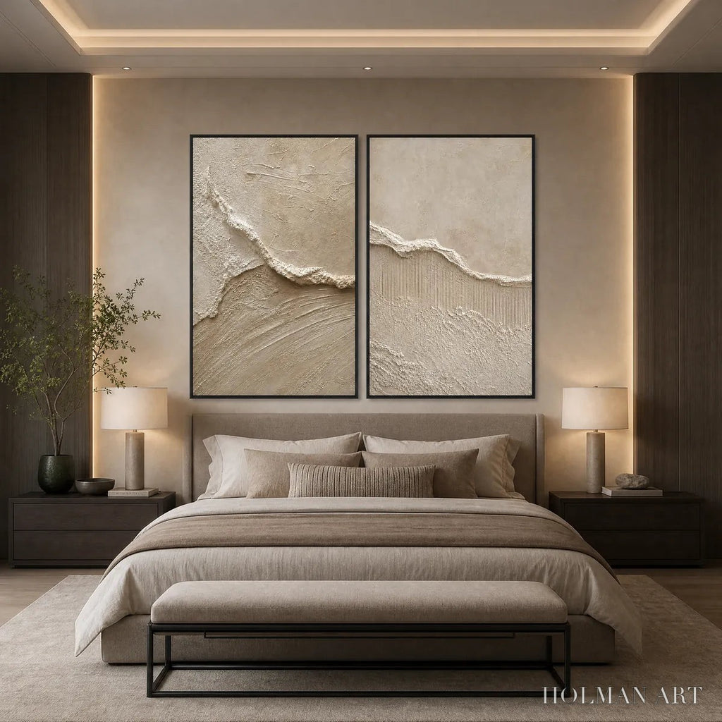 HOLMAN ART Coastal Drift – Wabi Sabi Inspired Textured Abstract Painting Set - image 4