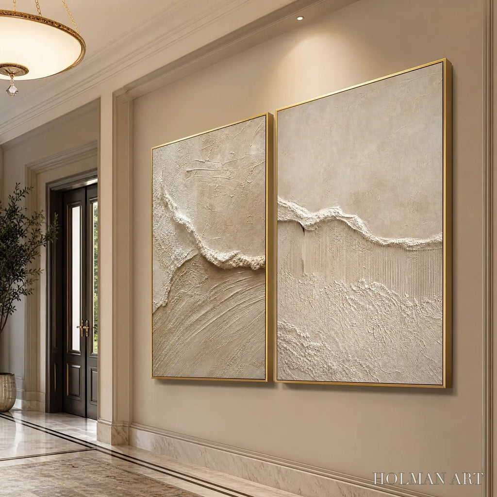 HOLMAN ART Coastal Drift – Wabi Sabi Inspired Textured Abstract Painting Set - image 5