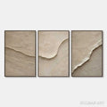 HOLMAN ART Shoreline Echo – Textured Beige Wabi Sabi Set of 3 - image 1