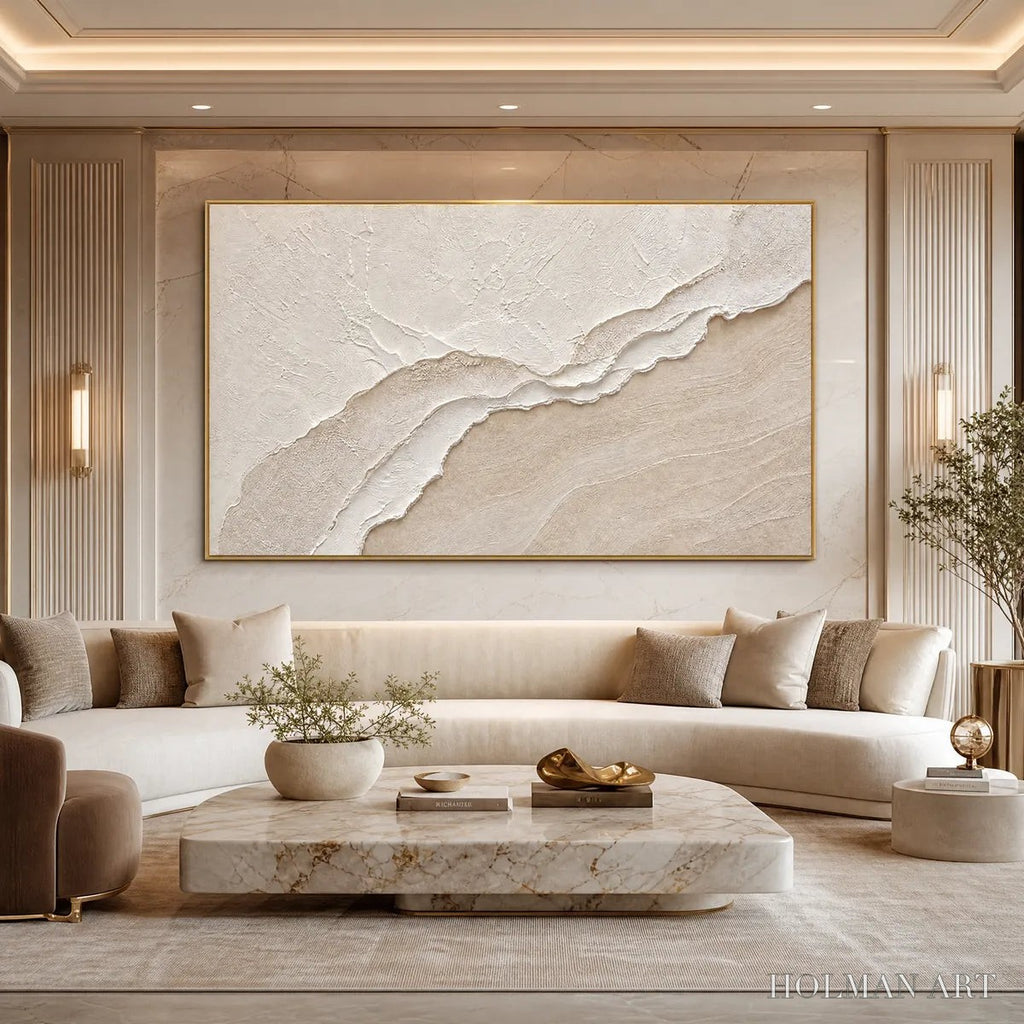 HOLMAN ART Whispers of the Tide – Textured Wabi Sabi Inspired Coastal Abstract Painting - image 4