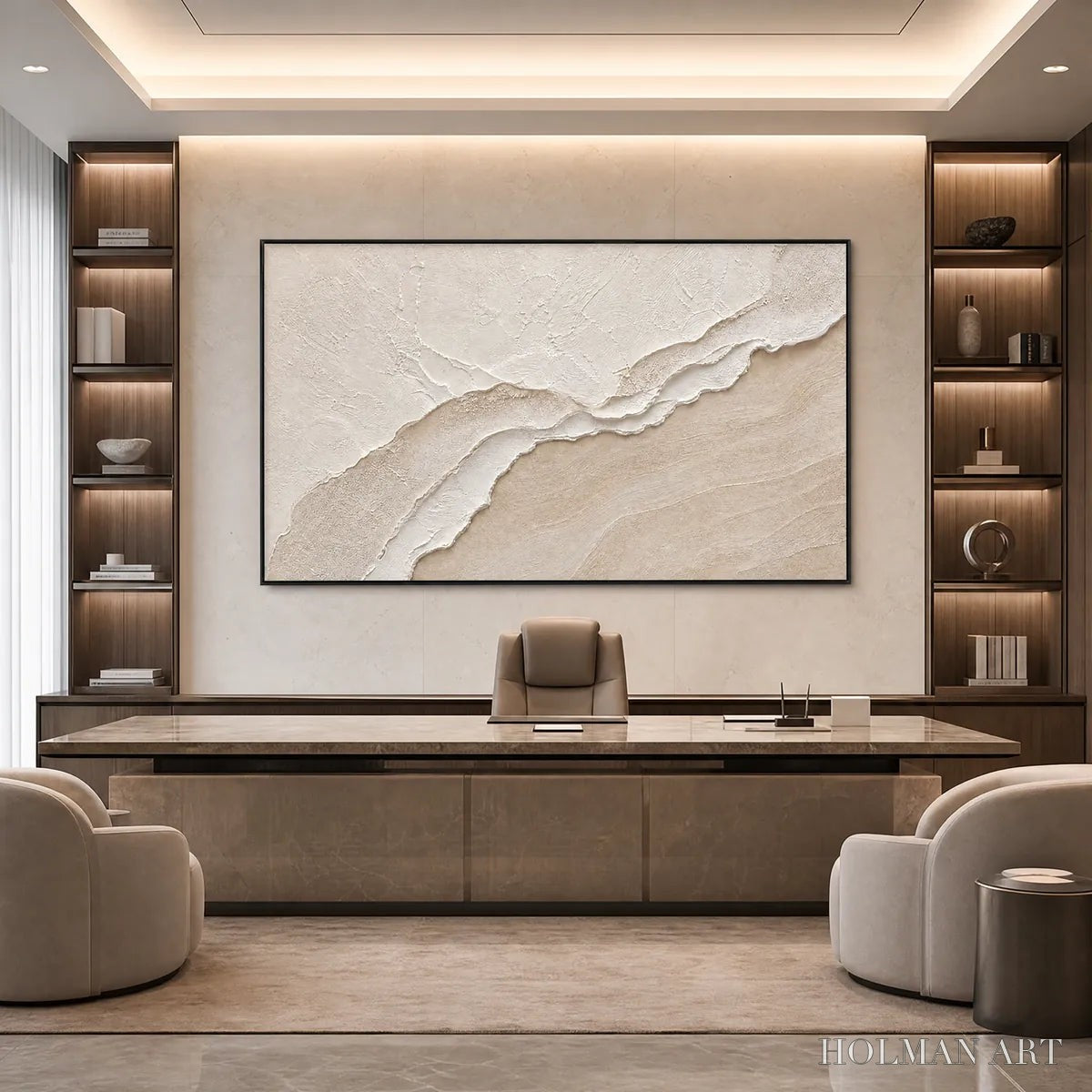HOLMAN ART Whispers of the Tide – Textured Wabi Sabi Inspired Coastal Abstract Painting - image 6